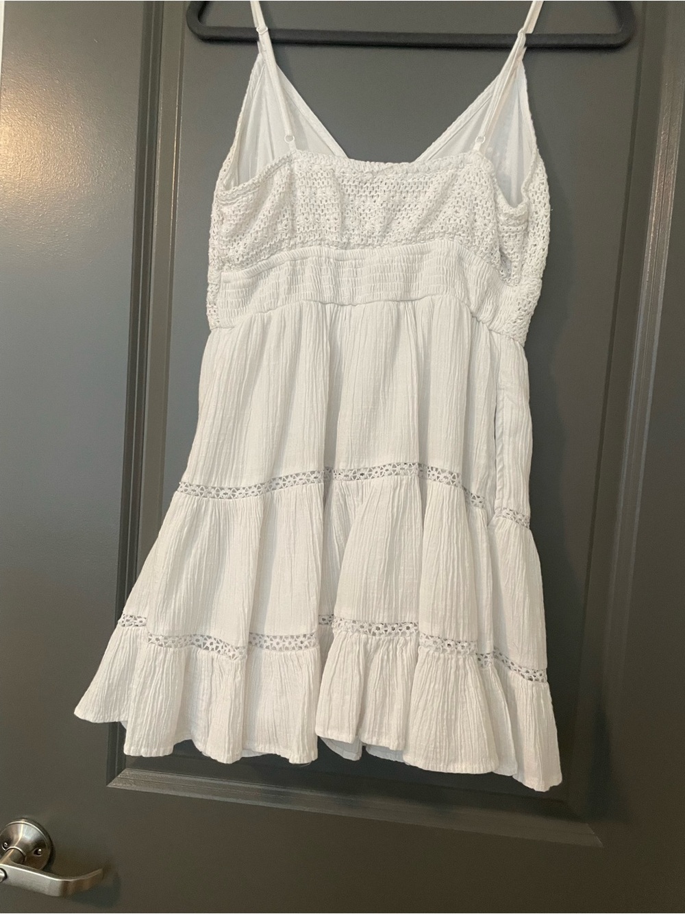 American Eagle Outfitters White Crochet-Tiered Mini Dress - Picture 2 of 2